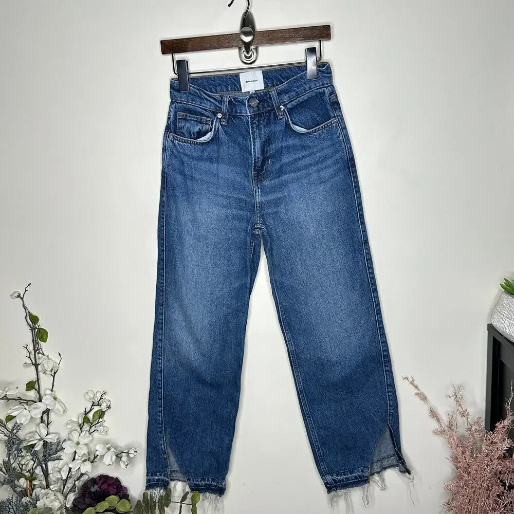 REFORMATION Val 90s Mid Rise Straight Jean Maggiore Vented Let Down Hem Sz 24 R8